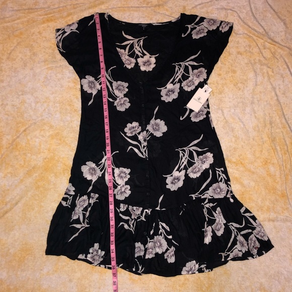 Volcom Button Print Floral Pattern Navy Dress - Picture 4 of 8